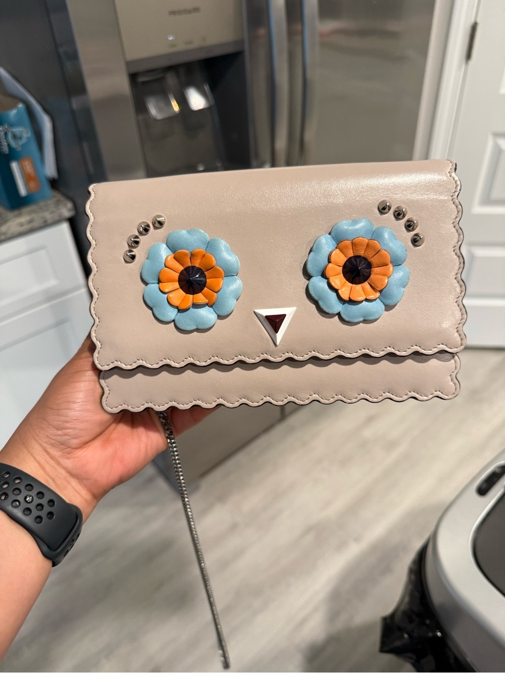 Fendi Monster Owl Crossbody Bag – Beige Leather
